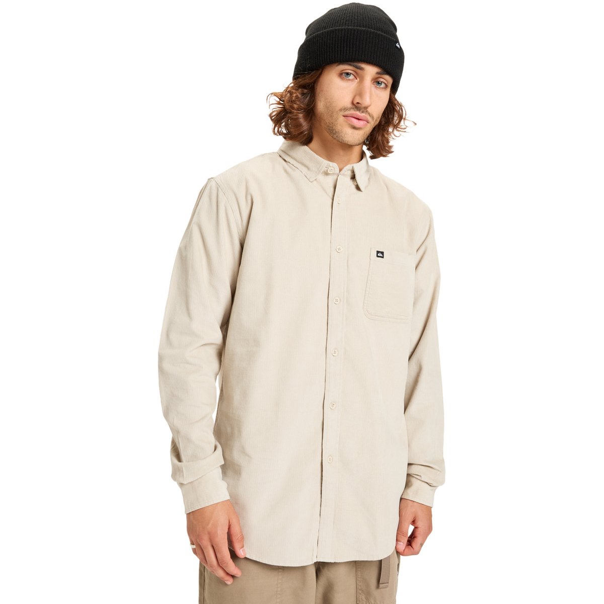 Chemise manches longues SMOKE TRAIL CORD gris moonstruck, QUIKSILVER