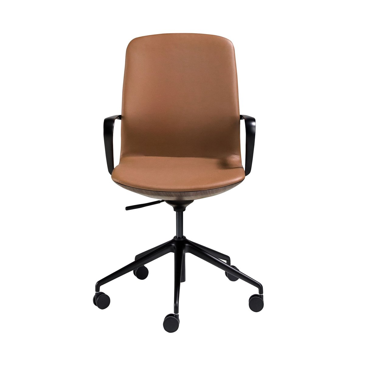 Fauteuil de bureau pivotant en similicuir marron | noir, ANGEL CERDA