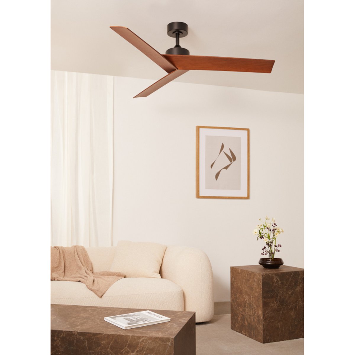 Ventilateur de plafond silencieux sans lumière avec tétécommande WIND SHARP noir/noir, CREATE