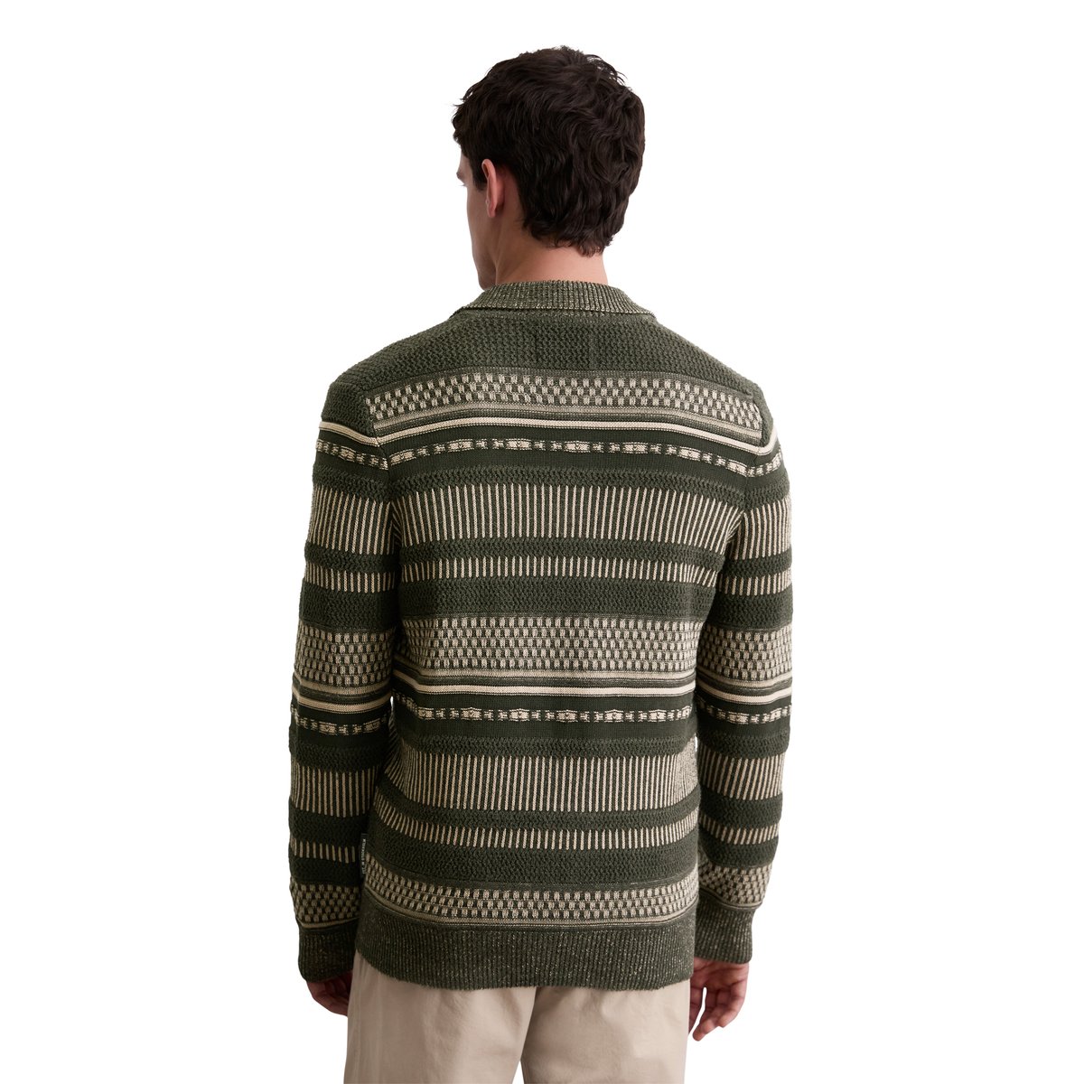Veste en tricot avec mélange de structures vert foncé, MARC O'POLO