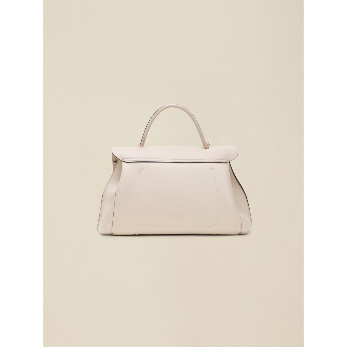 Sac à bandoulière avec fermoir torsadé beige, OLTRE