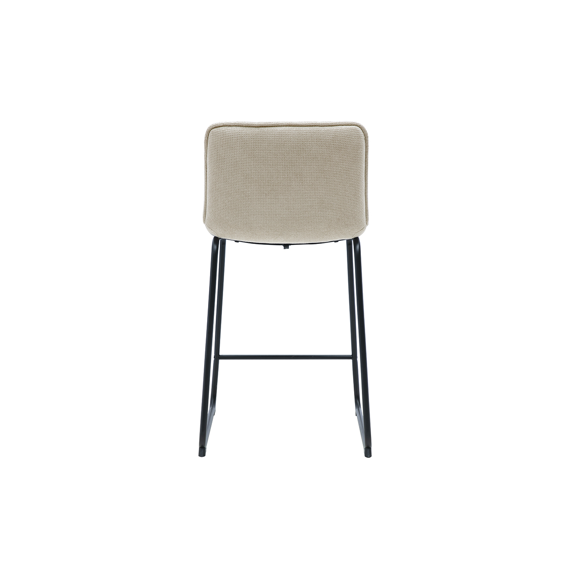 Tabourets de bar en tissu chenille vert kaki et métal noir H65.6 cm (lot de 2) VISTO beige, MILIBOO
