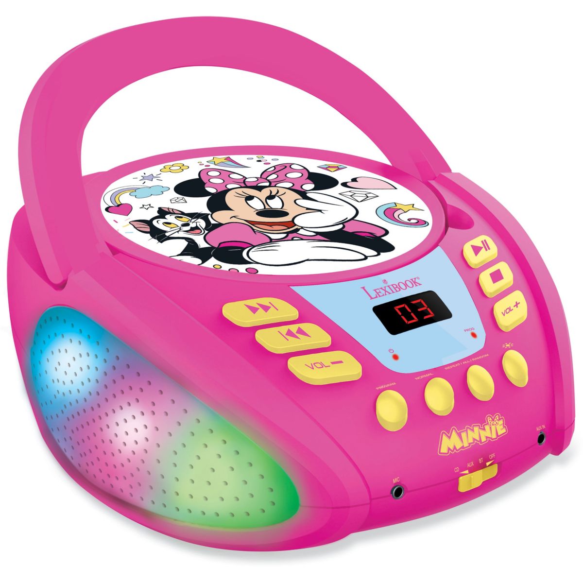 Lecteur CD Bluetooth Minnie avec effets lumineux rose, LEXIBOOK
