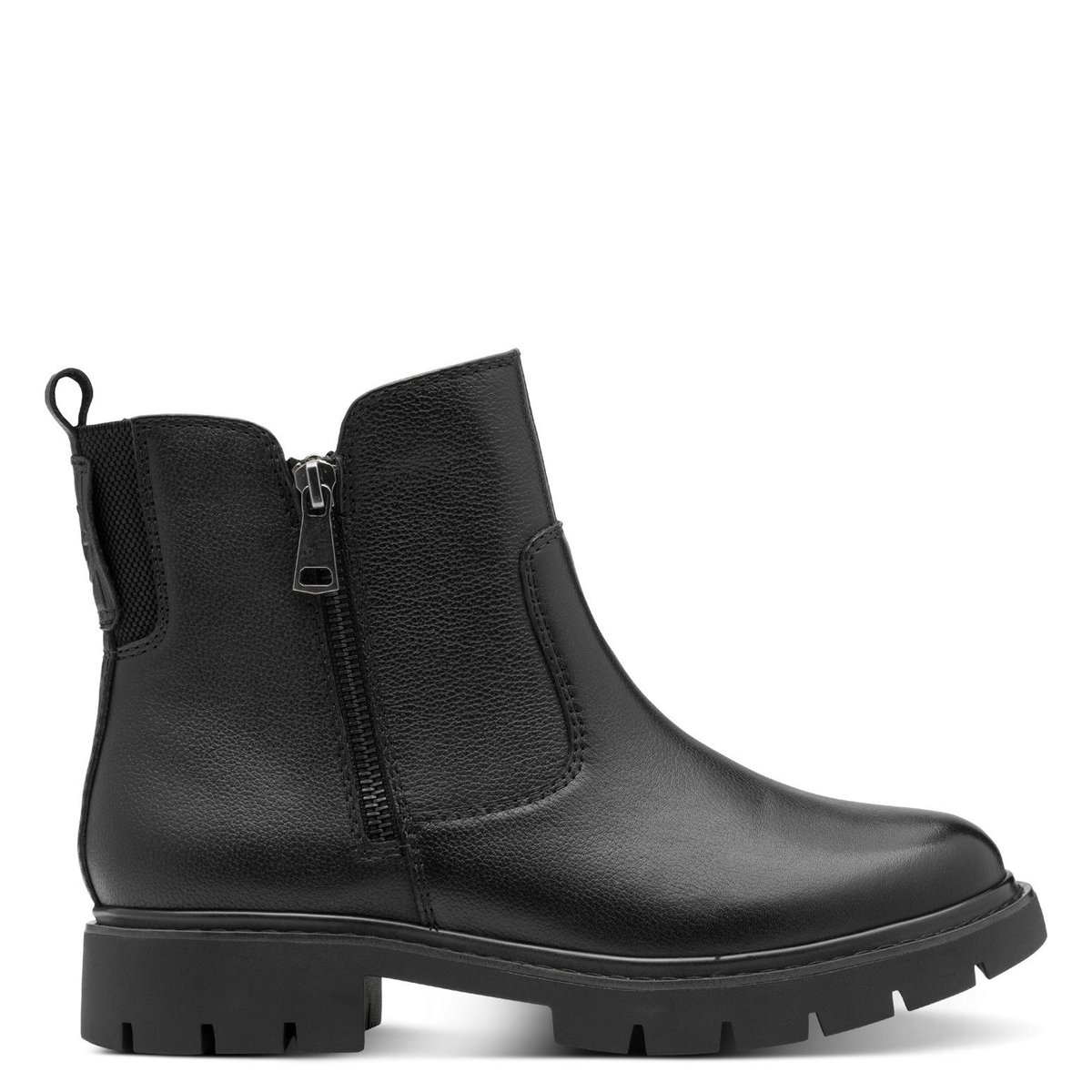 Bottine en cuir noir, TAMARIS