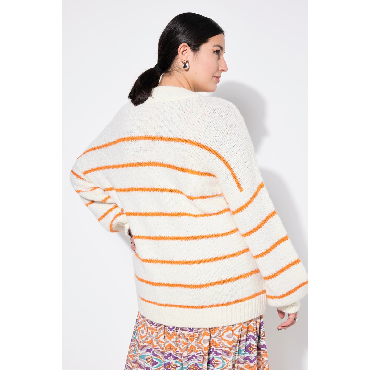 Pull oversize à rayures blanc cassé, STUDIO UNTOLD