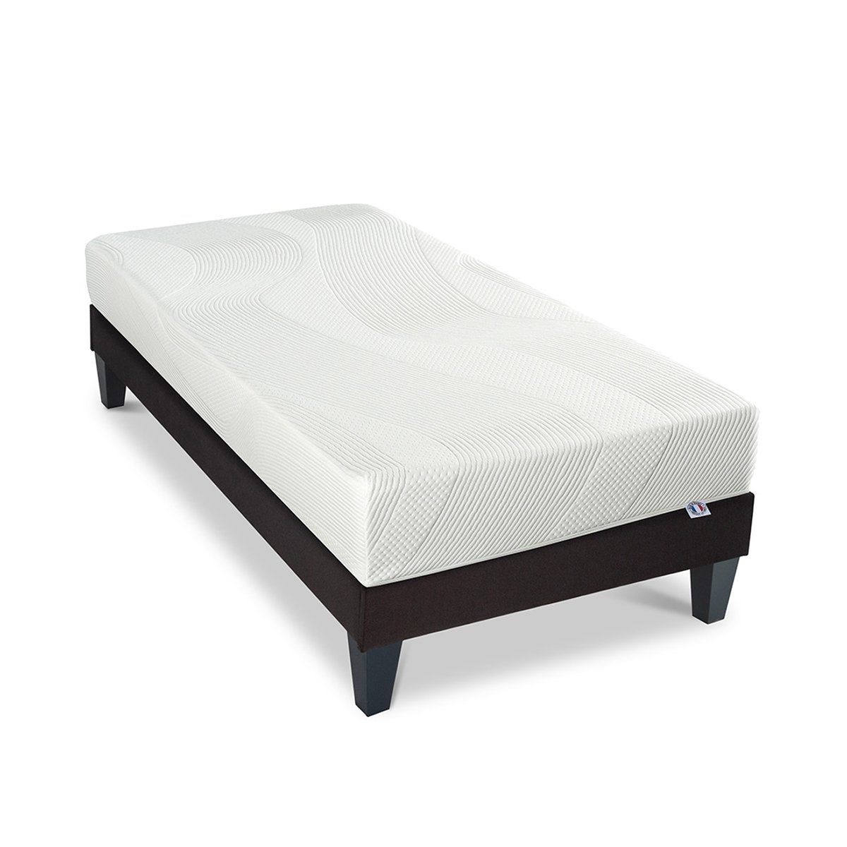 Ensemble Paris 140x190 cm Matelas Mousse + Sommier Bois blanc, BELLECOUR