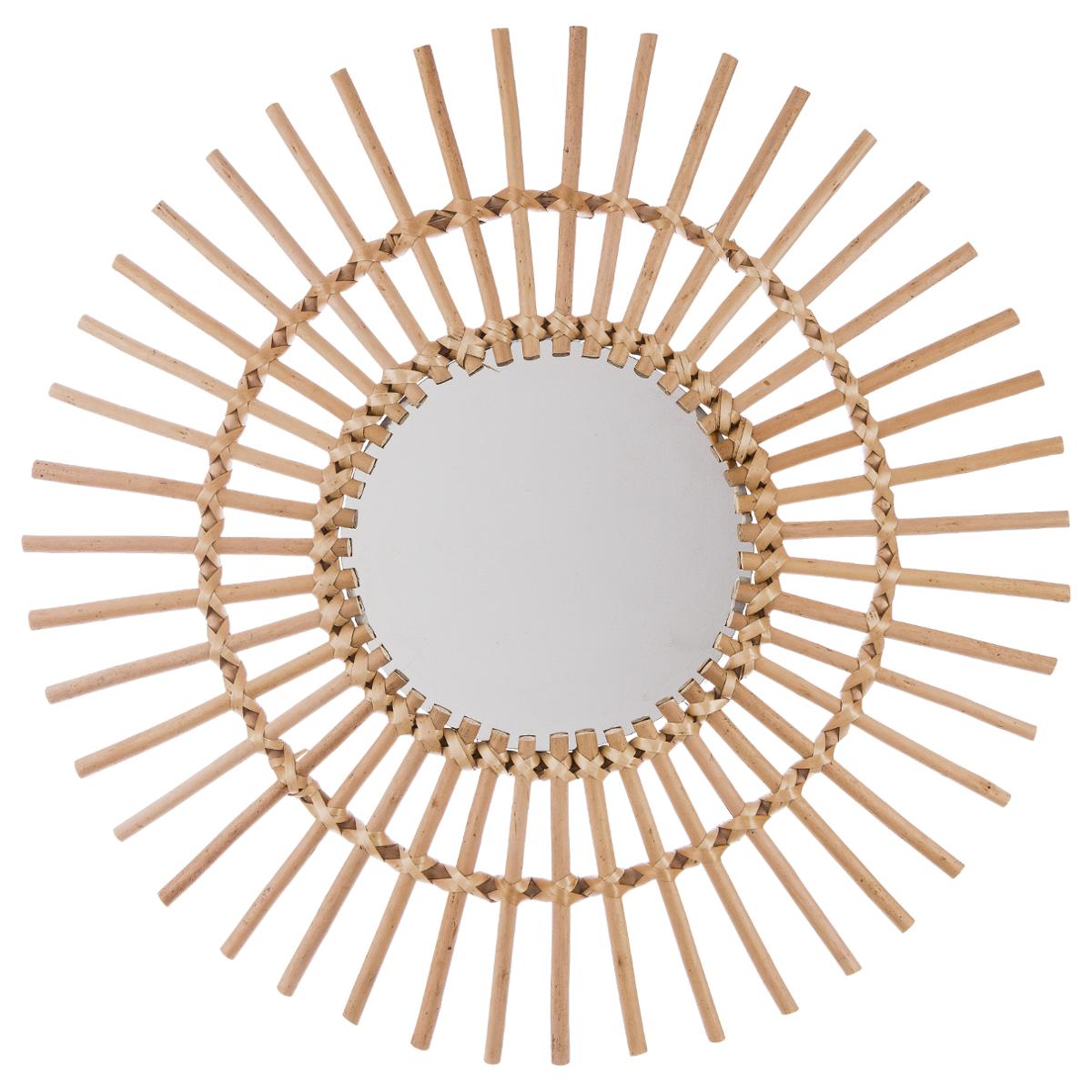 Miroir soleil en saule tressé 57cm JANE beige moyen, ATMOSPHERA