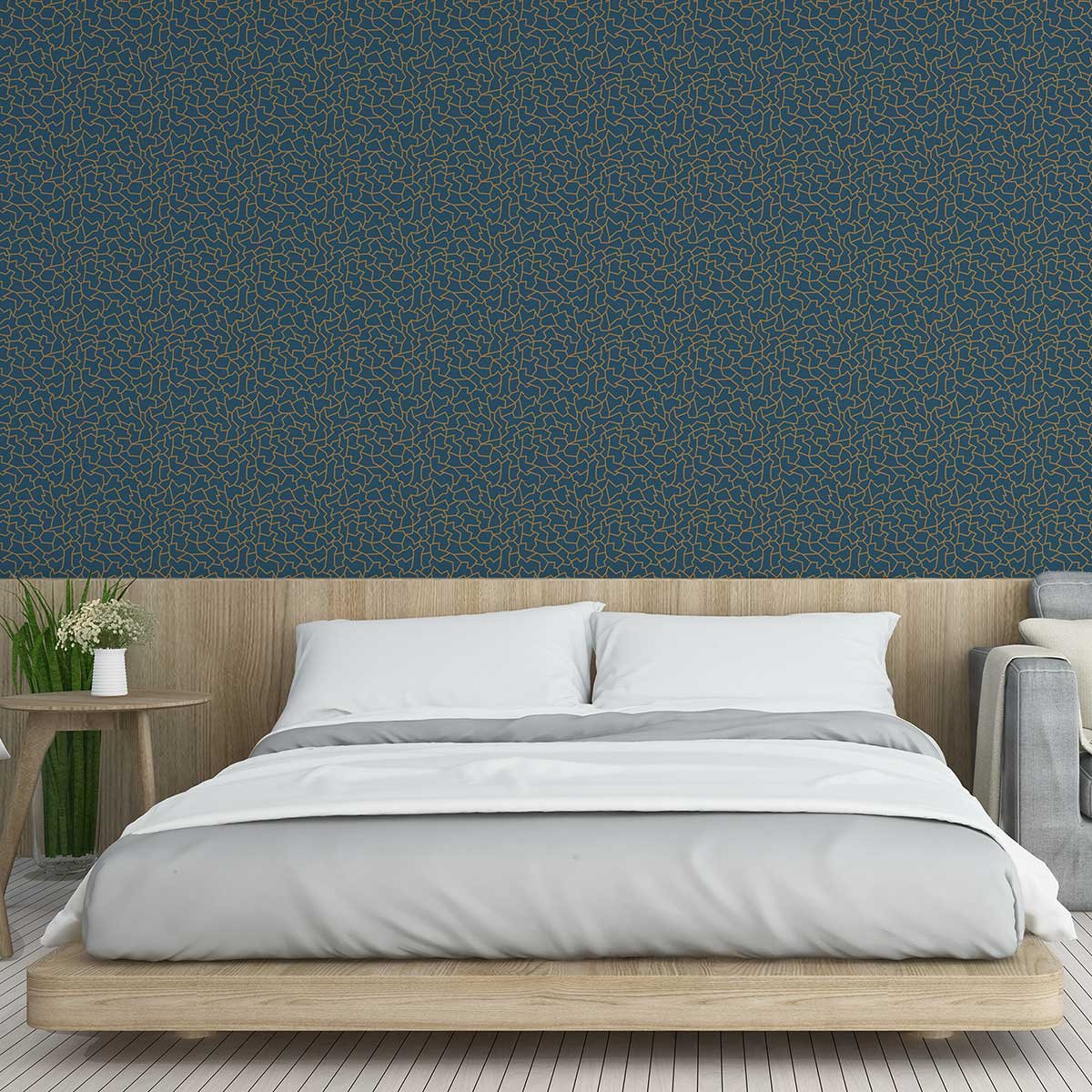 Papier peint , puzzle gasby bleu, HEXOA