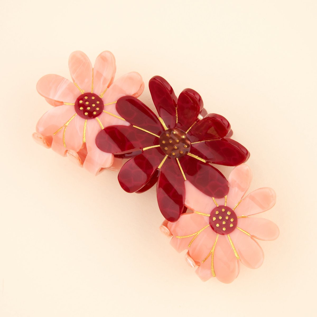 Pince à cheveux Trio FLEUR ROSE rose, COUCOU SUZETTE