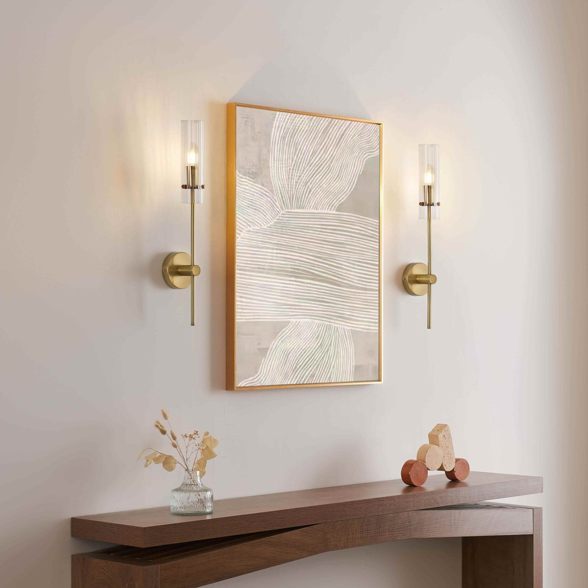 Applique dorée verre cannelé - SÉRÉNIA transparent et doré, KOSILUM