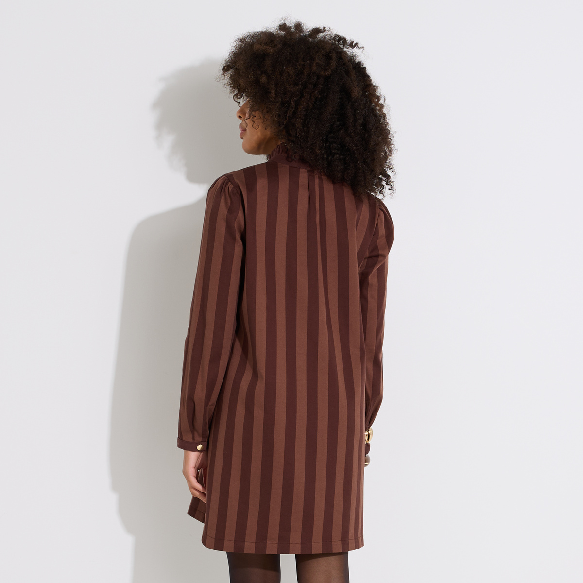 Robe à rayures marron chocolat, GRAIN DE MALICE