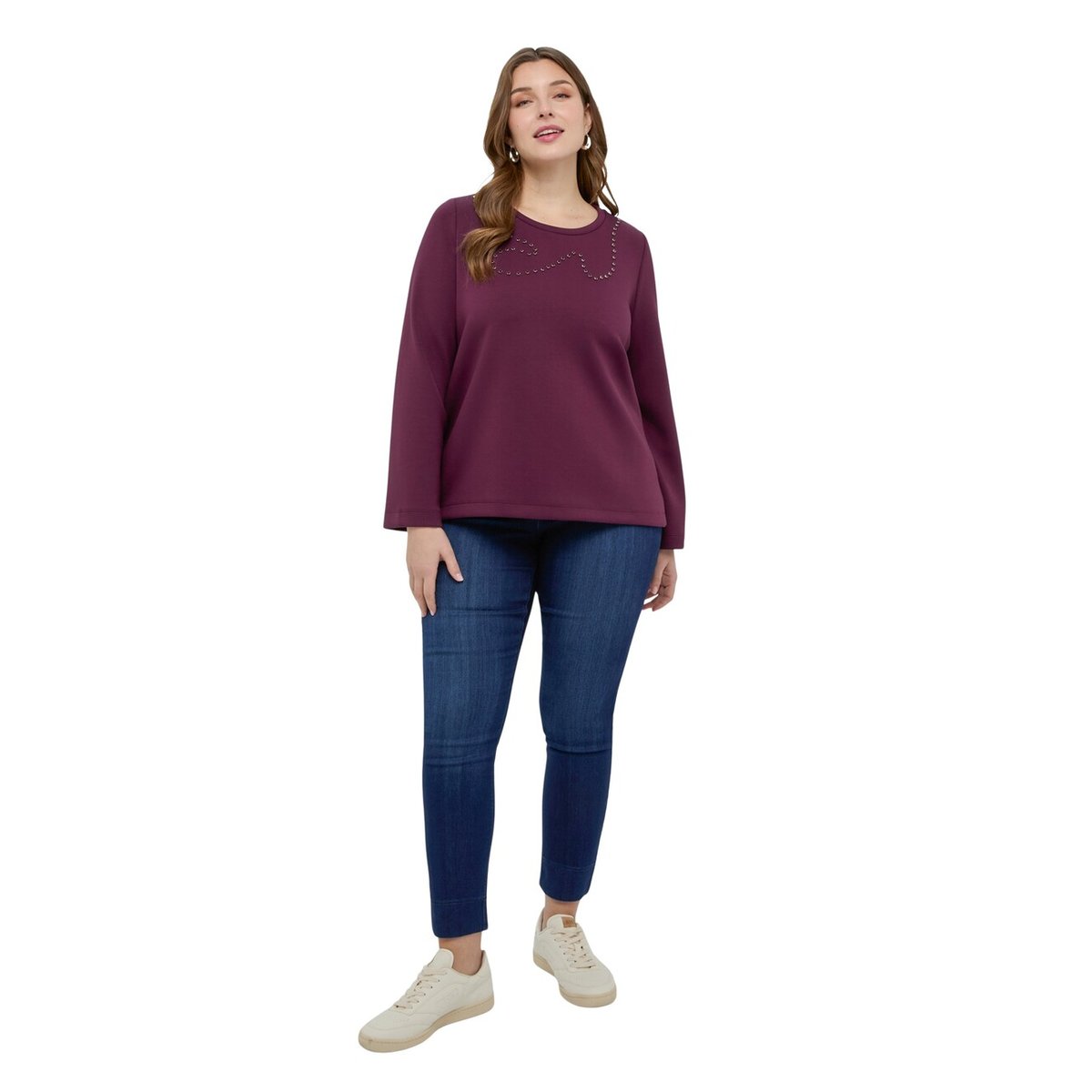 Sweat-shirt avec strass burgundy, FIORELLA RUBINO