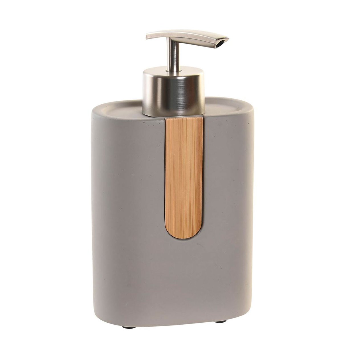 Distributeur de savon gris et bambou 8.5x5x15cm gris, WADIGA