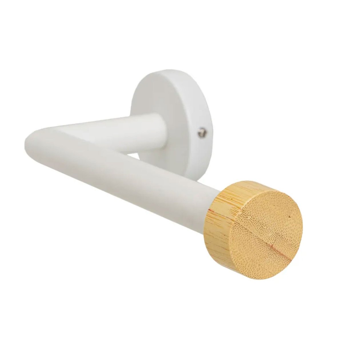 Dérouleur papier WC mural en métal blanc et bois 18x8x5cm blanc, WADIGA