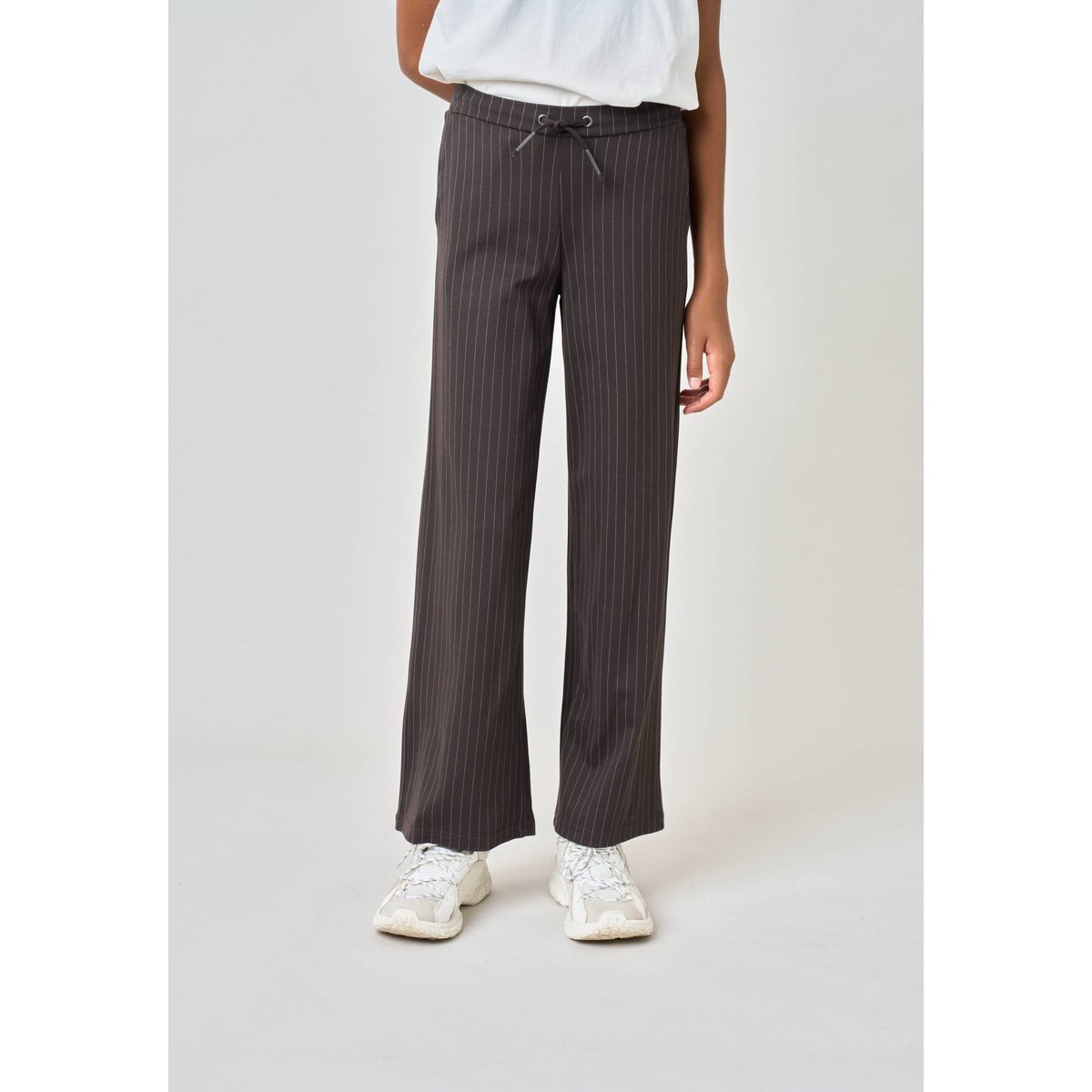 Pantalon droit fille à rayures TAYSEN marron, DEELUXE