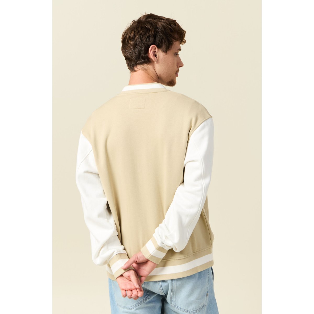 Veste sweat manches longues ecru, BONOBO