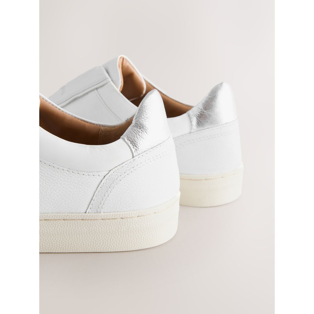 Baskets en cuir à enfiler forever comfort blanc/rose, NEXT