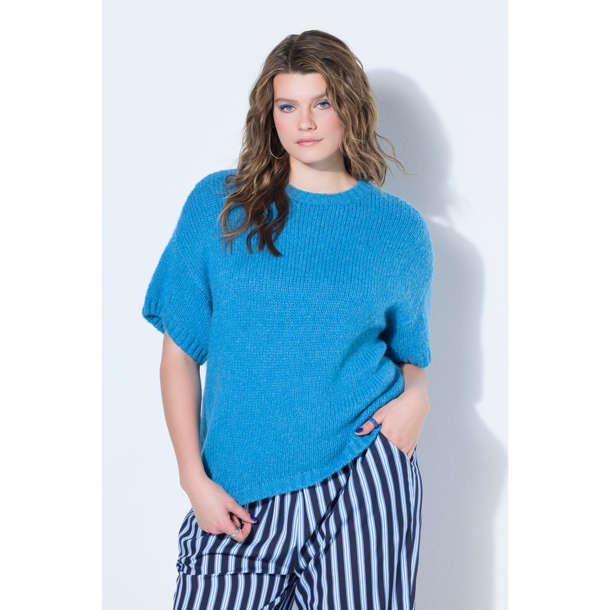 Pull oversize, manches courtes bleu turquoise, STUDIO UNTOLD