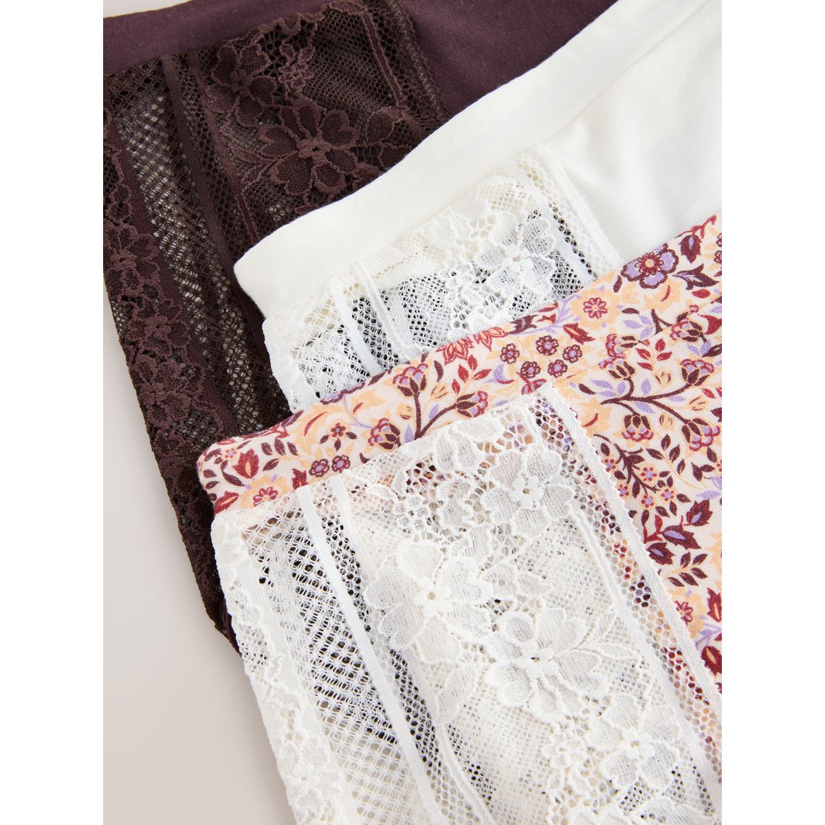 Culotte en dentelle et modal, lot de 3 motif fleurs, NEXT
