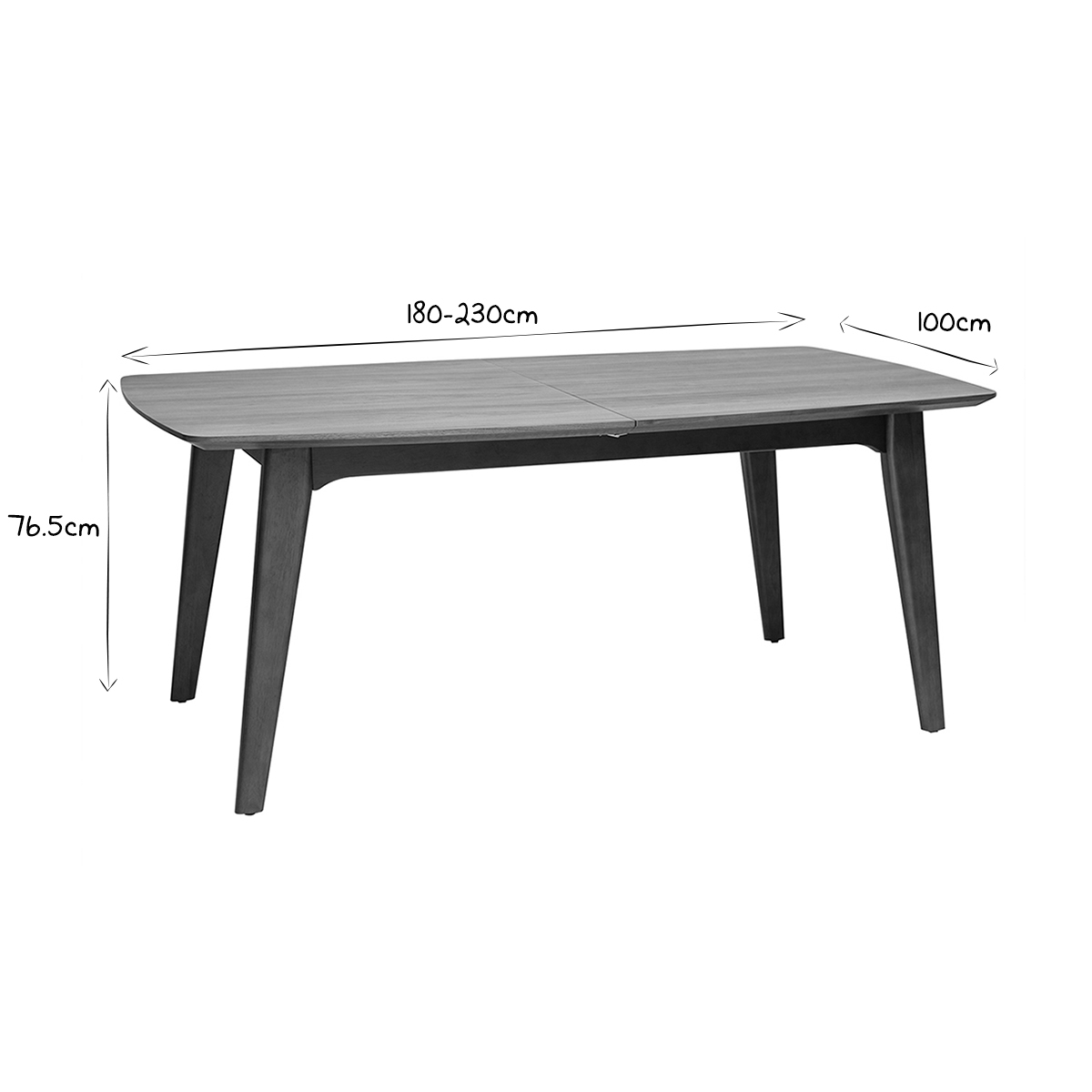 Table extensible rallonges intégrées rectangulaire finition bois blanc et hévéa massif L180-230 cm FIFTIES noyer, MILIBOO