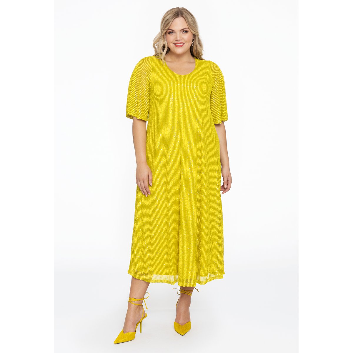 Robe ornementée de sequins / à sequins jaune, YOEK