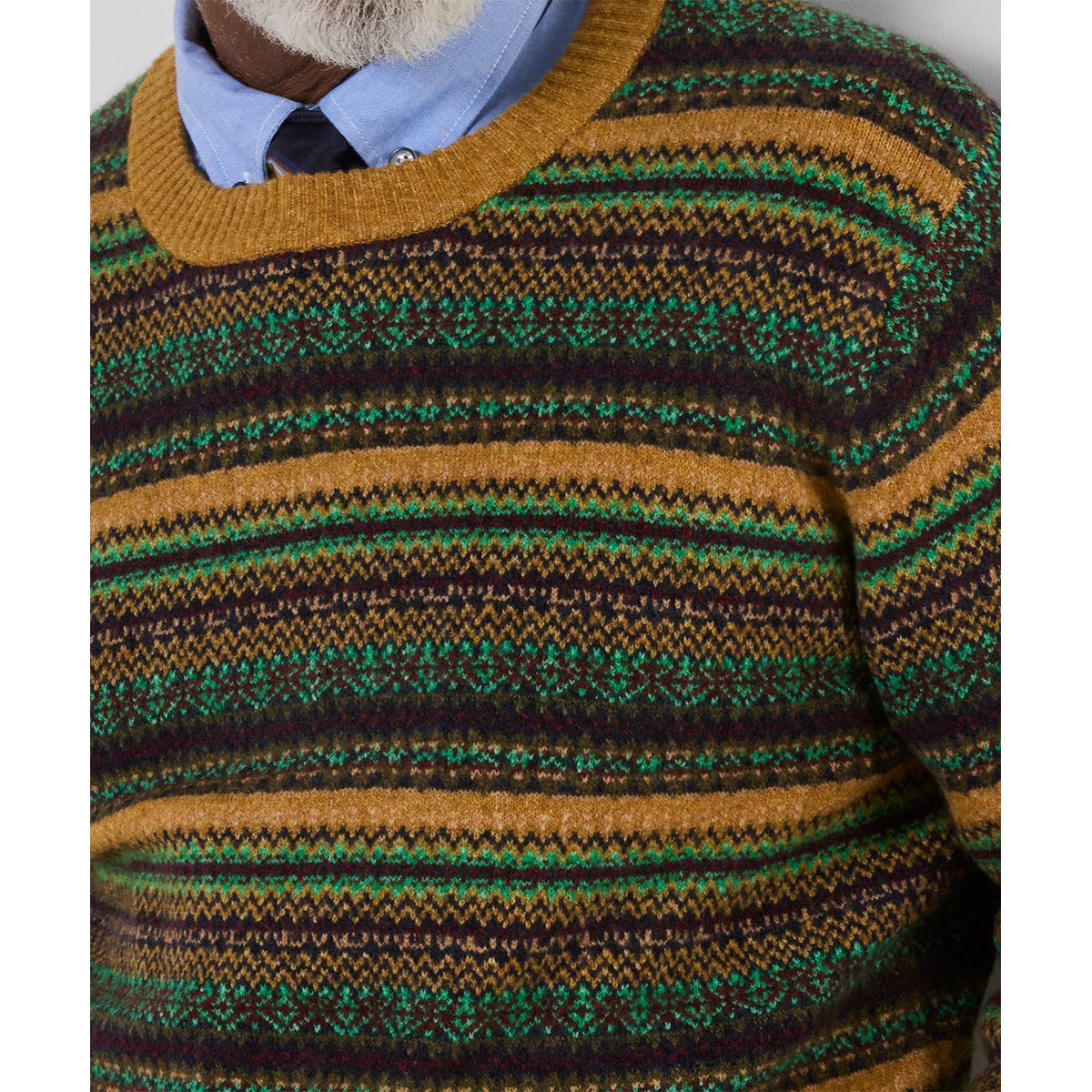 Fantastique Sweat Col Rond Jacquard Fair Isle jaune, JOE BROWNS