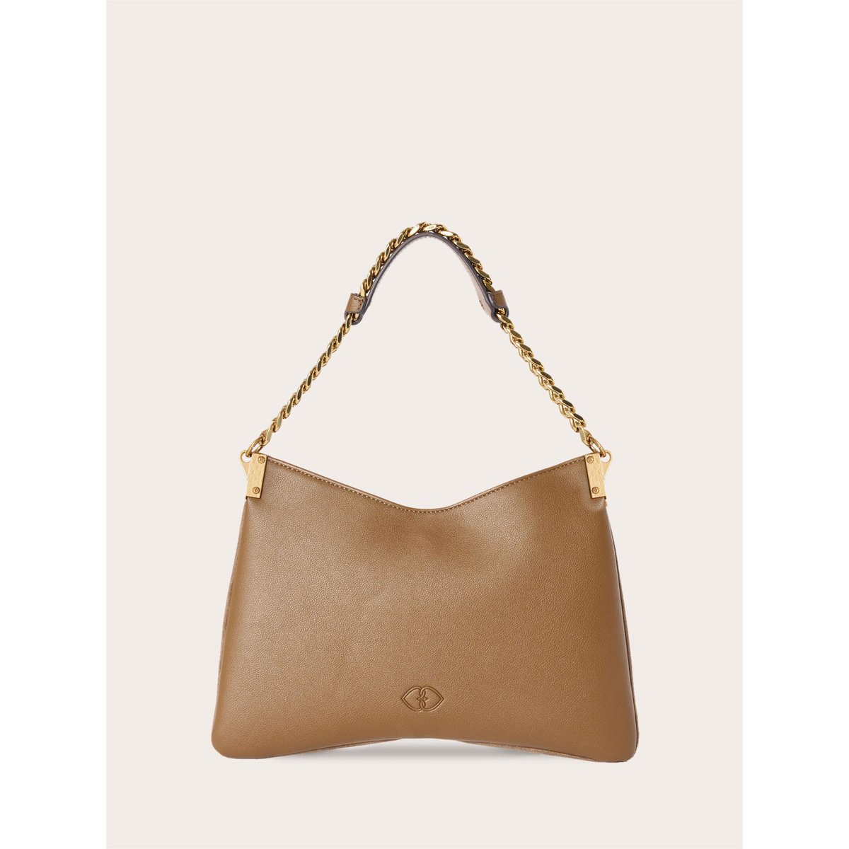 Sac à bandoulière avec drapé et chaîne beige, MOTIVI