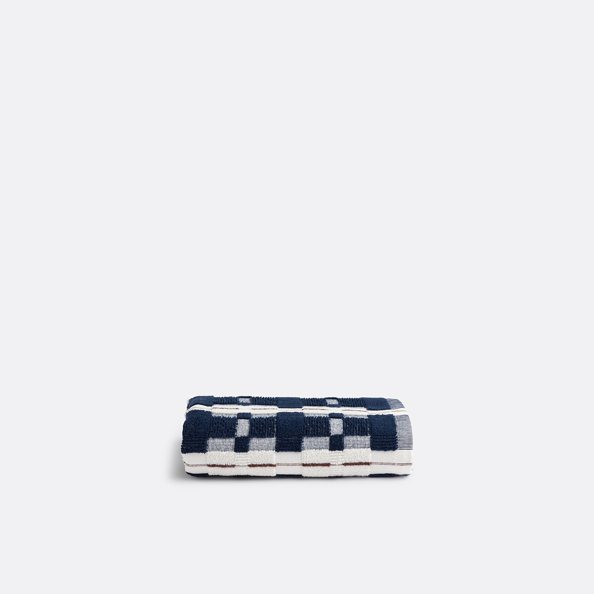Serviette de toilette éponge jacquard, Meiri bleu + écru, LA REDOUTE INTERIEURS