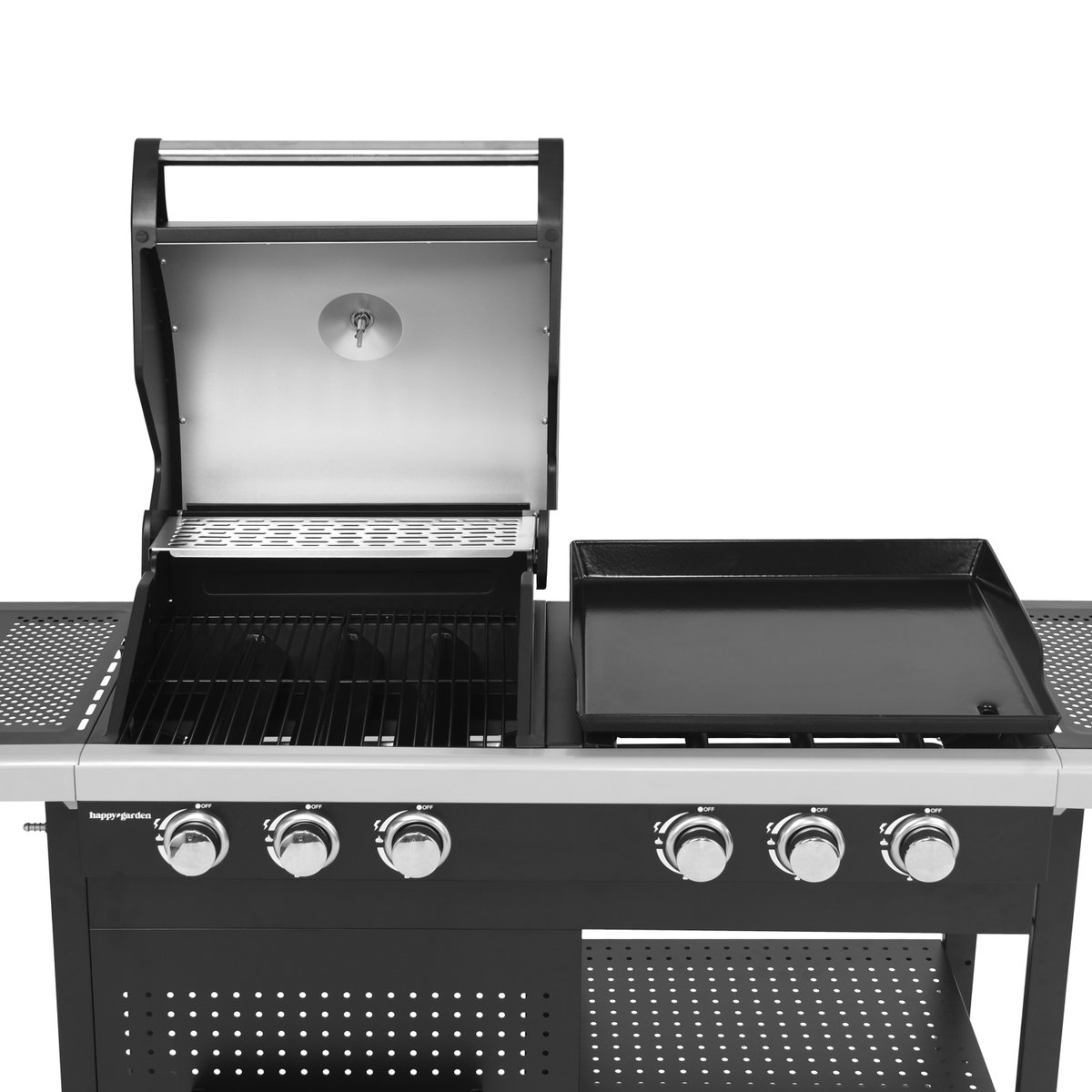 Barbecue duo au gaz 6 brûleurs, VESUVIO noir, HAPPY GARDEN