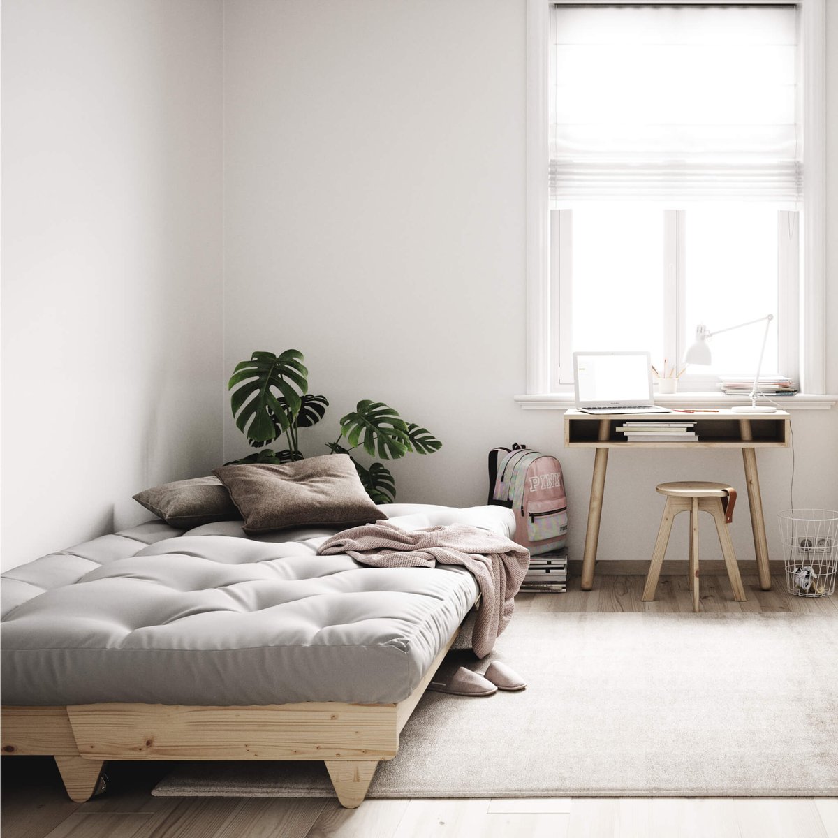 Banquette ajustable en pin massif avec matelas futon - FRESH bordeaux, KARUP DESIGN