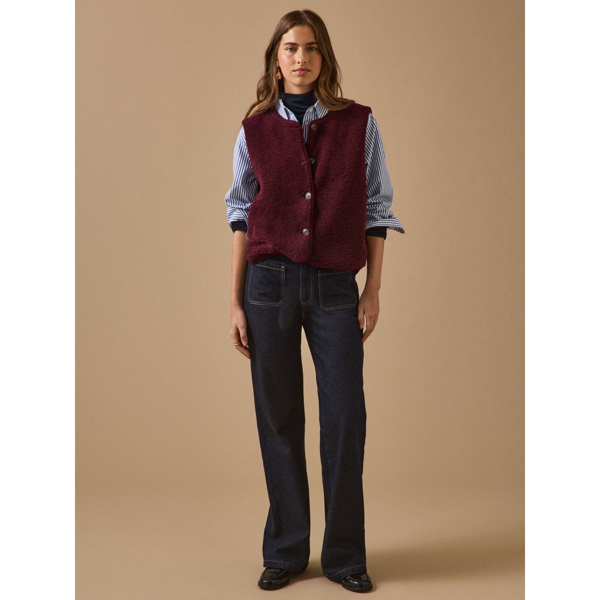 Veste sans manches en sherpa bordeaux, CYRILLUS