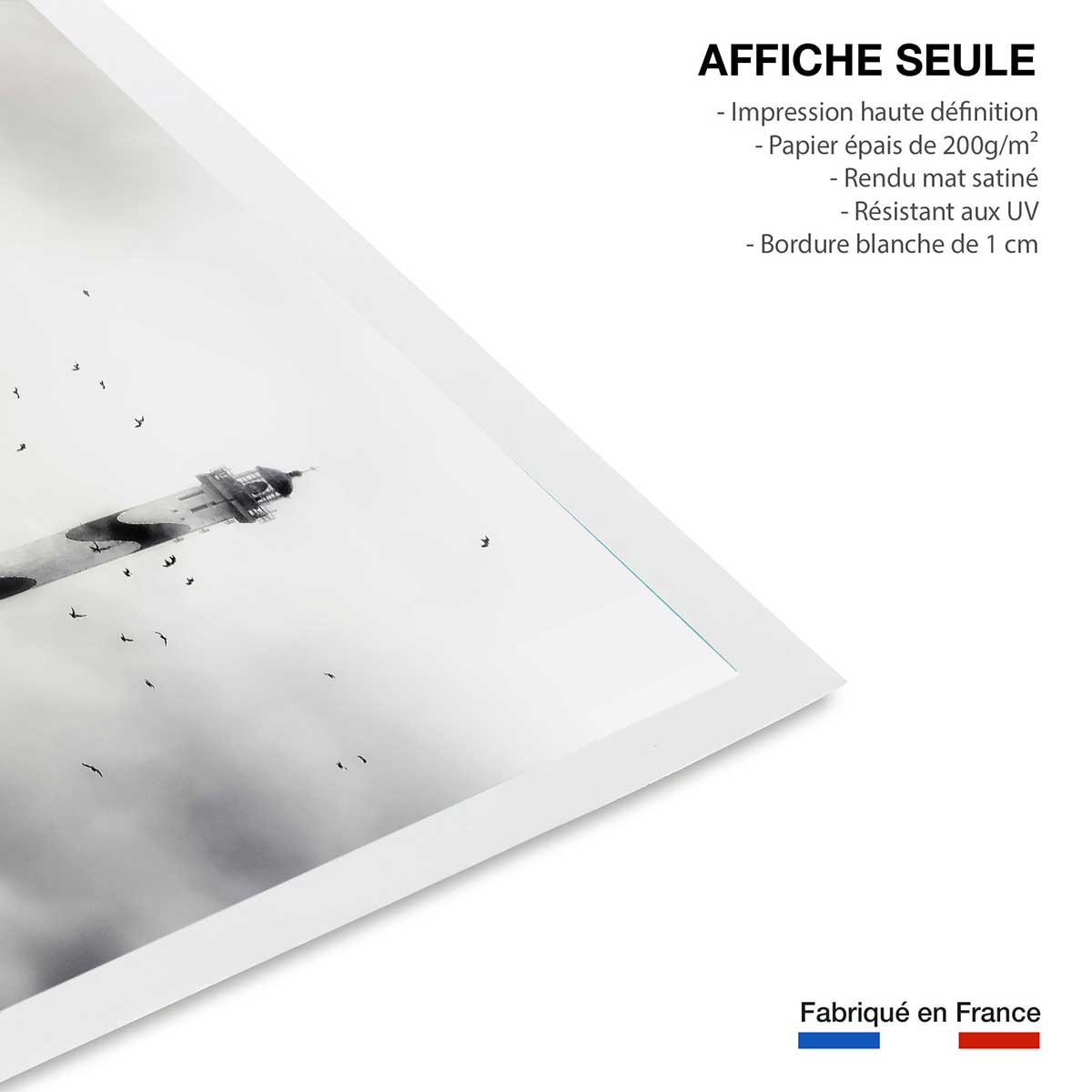 Affiche phare dans le brouillard affiche seule, HEXOA