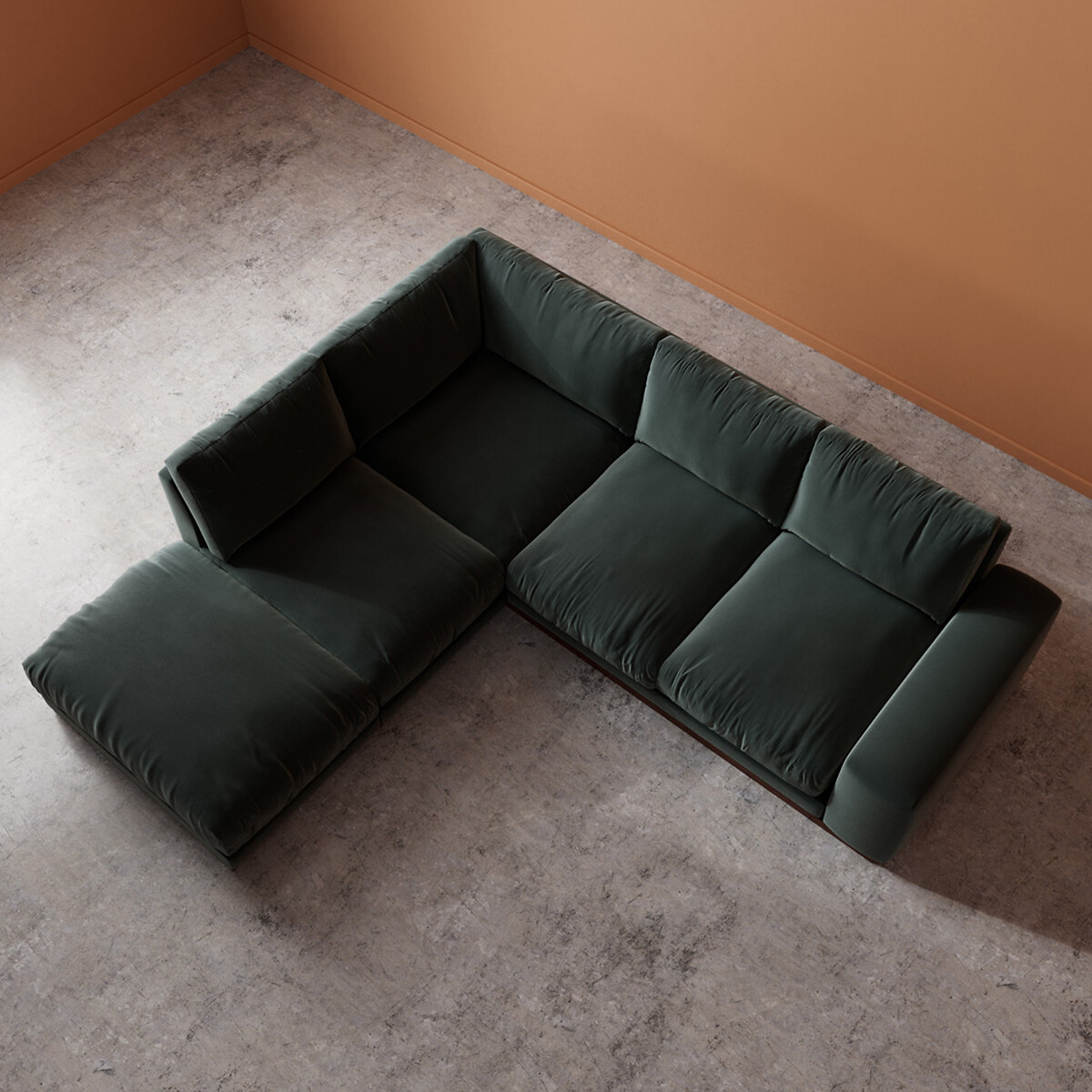Denver Crushed Velvet Corner Chaise Sofa hydro, SWOON