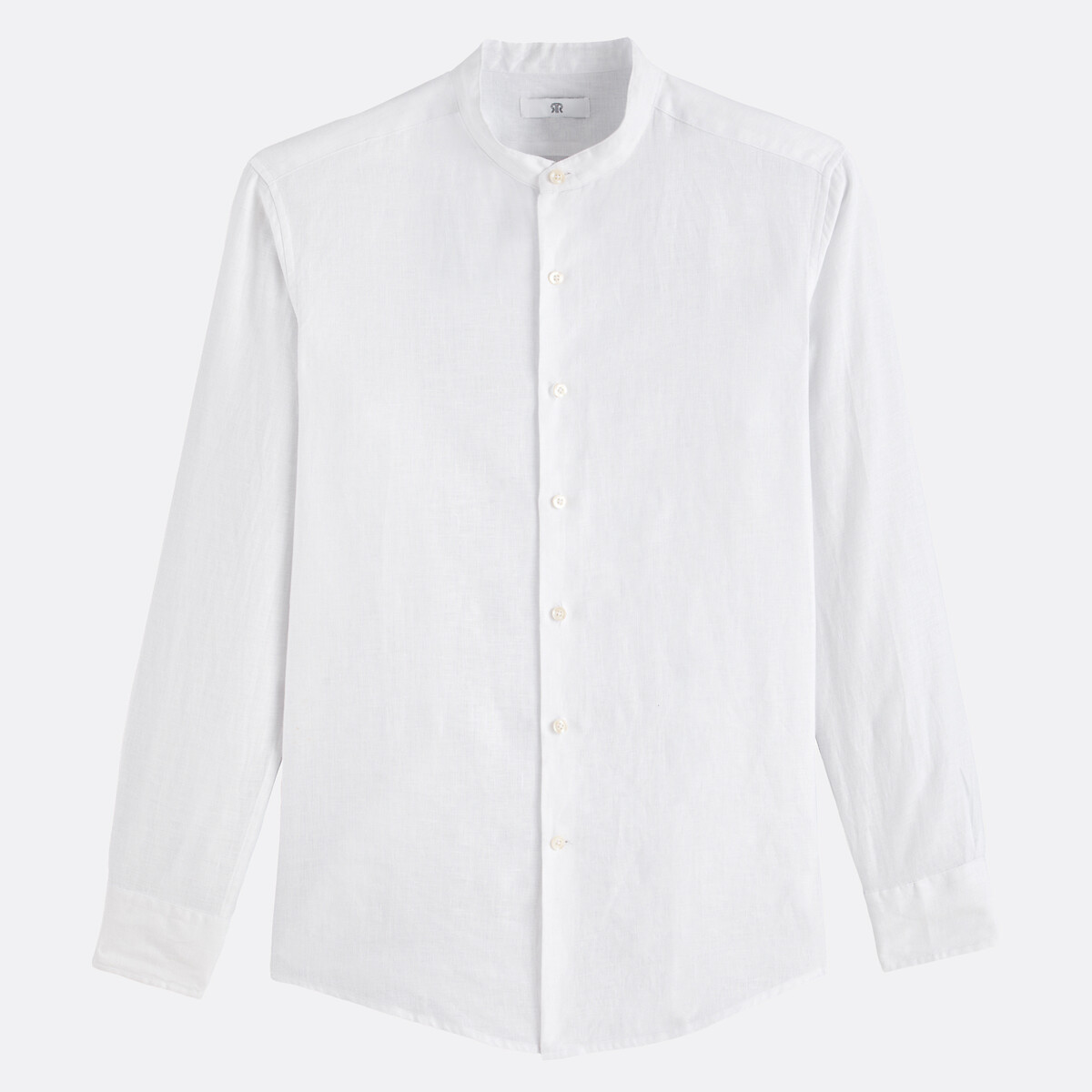Camicia dritta con colletto mao in lino, Signature AURELE bianco, LA REDOUTE COLLECTIONS