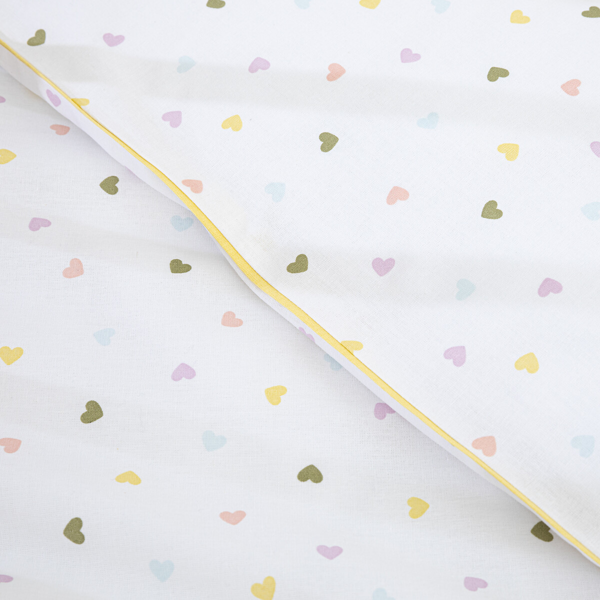 Housse de couette bébé en coton biologique, imprimé cœurs, SCACCO imprimé multicolore, LA REDOUTE INTERIEURS