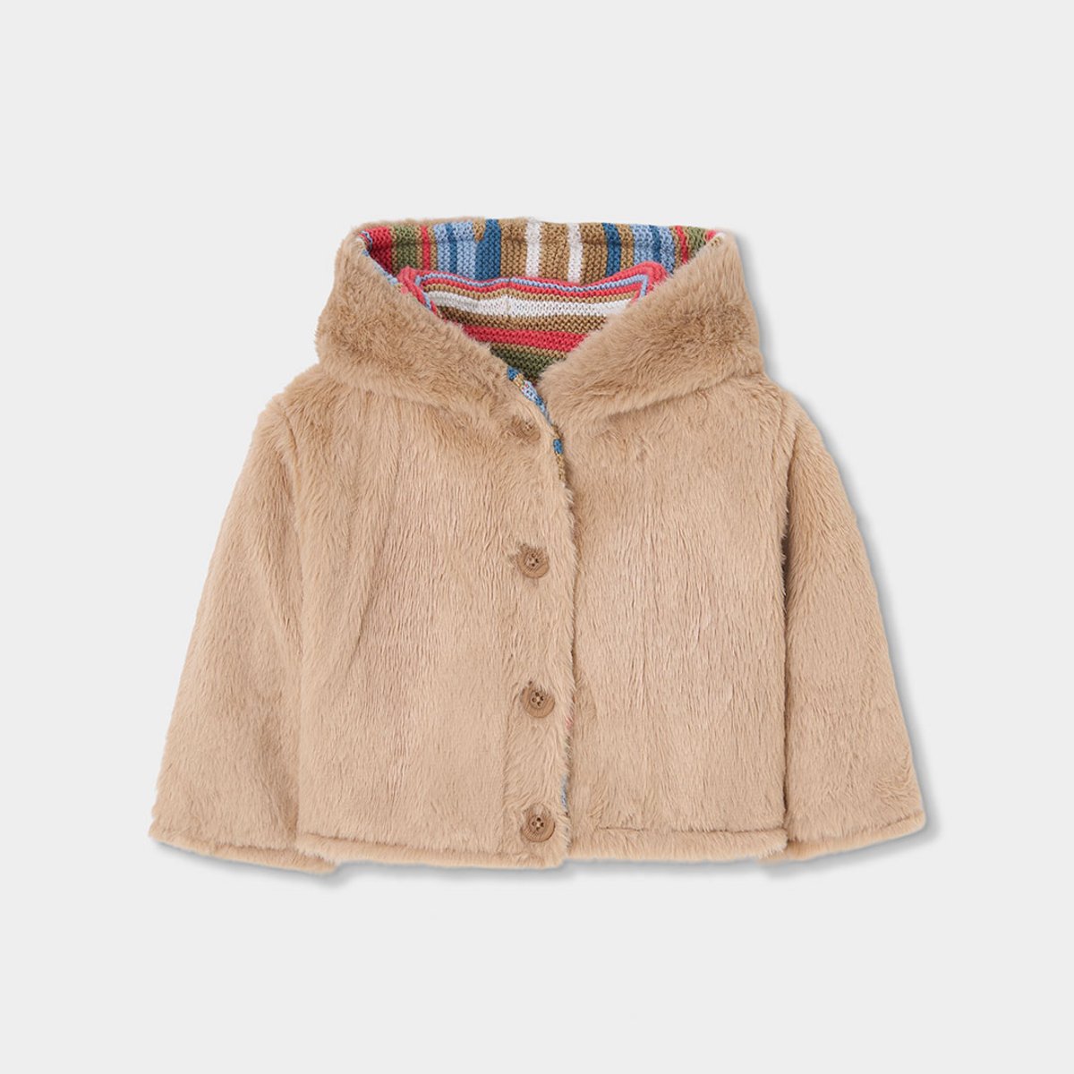 Veste en maille bébé réversible à rayures marron, BOBOLI