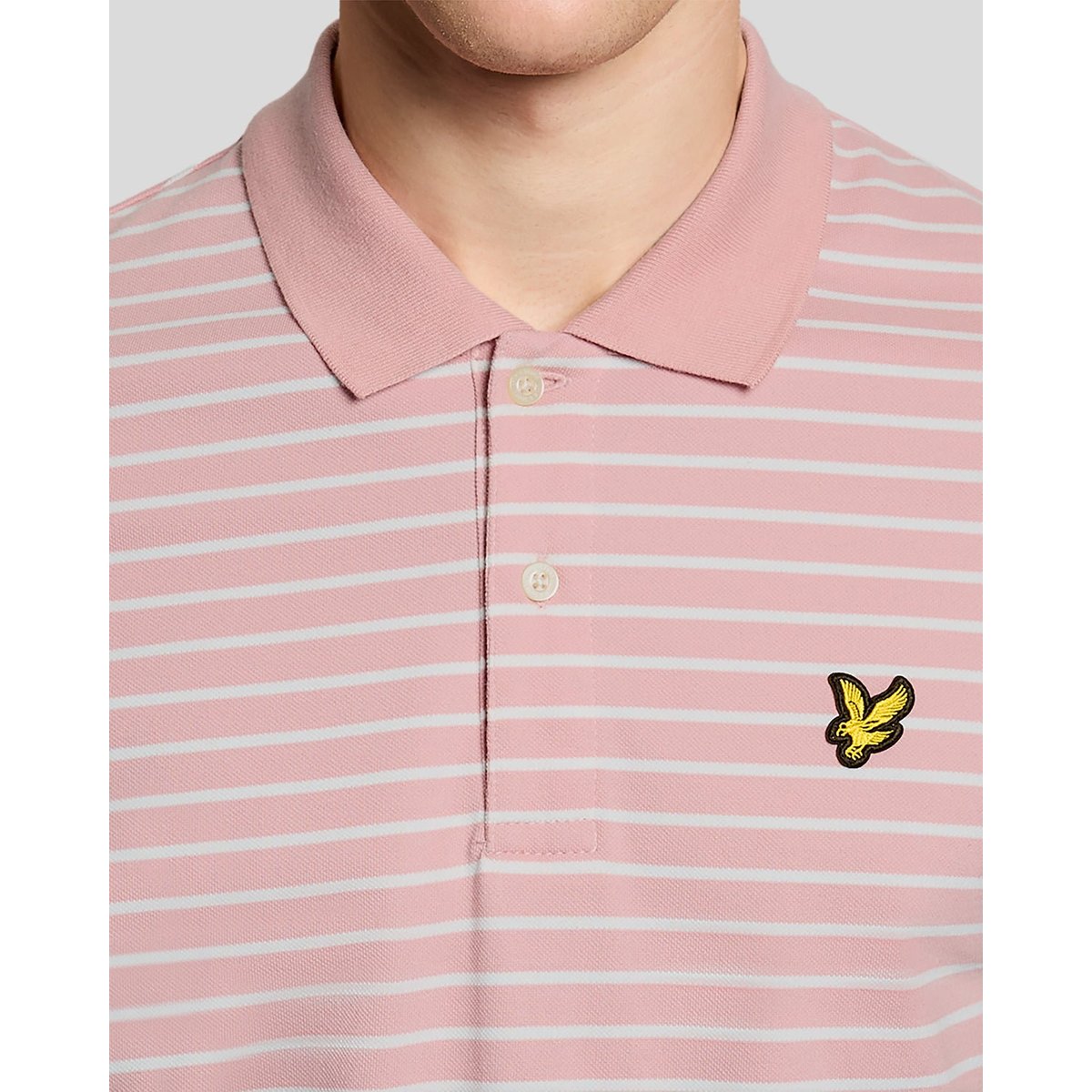 Polo en piqué Breton rose pamplemousse/ blanc, LYLE & SCOTT