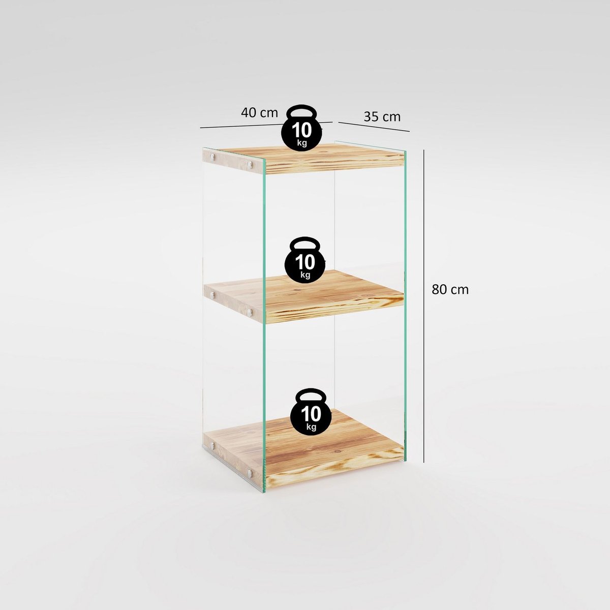 Etagère 3 niveaux de rangement en verre et bois NIAGARA beige, TOILINUX