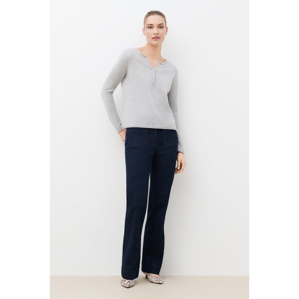 Pull droit cachemire MSANDY gris, CAROLL
