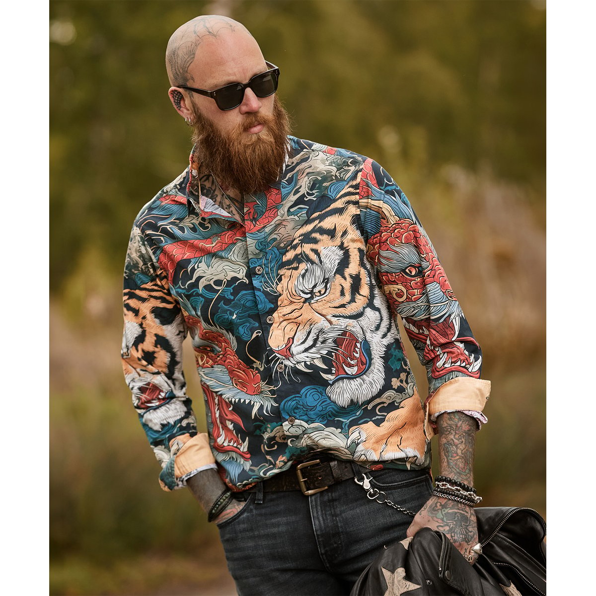 Chemise Imprimé Dragon contre Tigre multicolore, JOE BROWNS