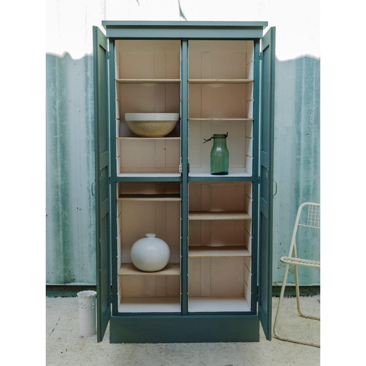 Armoire en bois vert Blandine N°527 - Bon état vert, DEBONGOUT