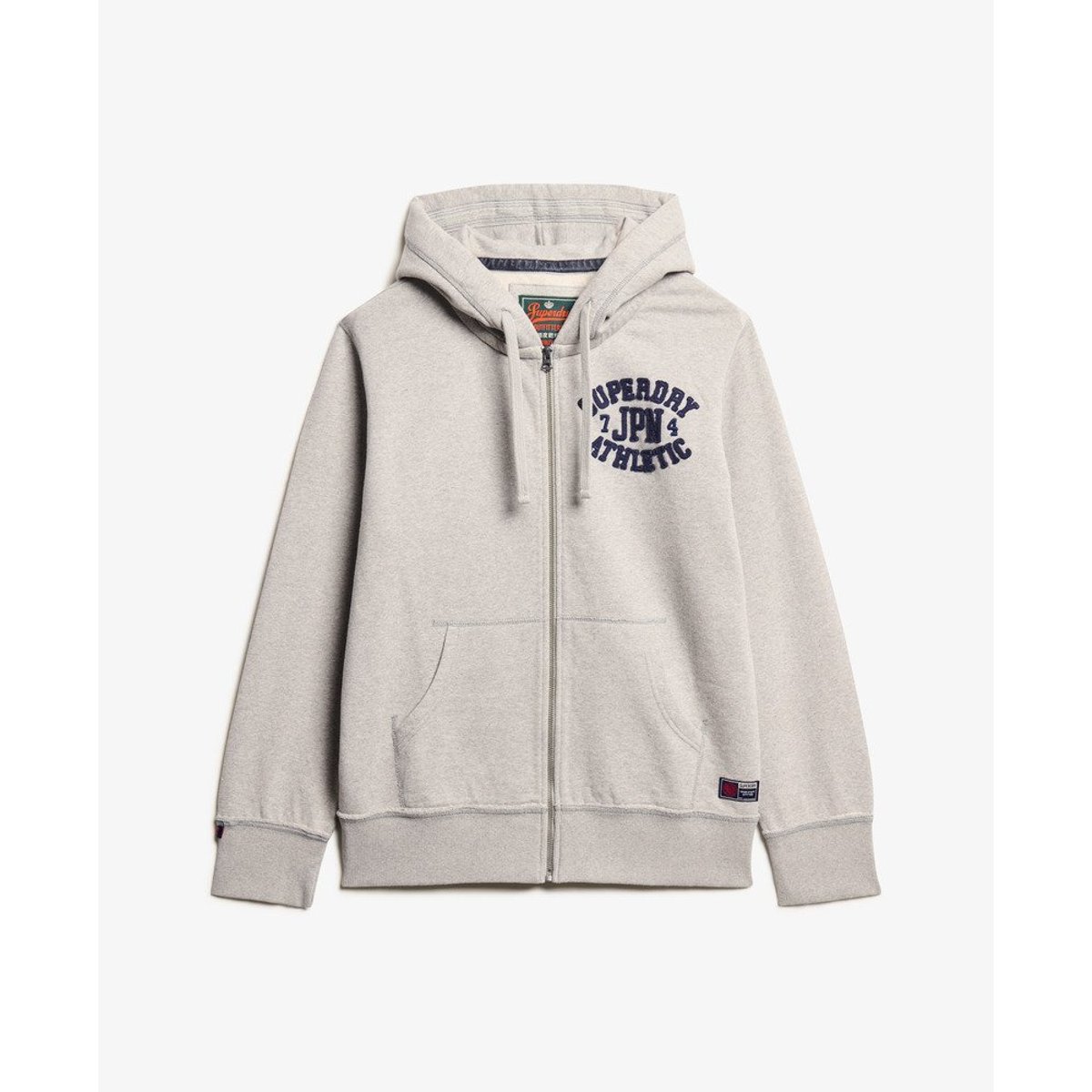 Vintage Athletic Zip Hoodie gris chiné clair, SUPERDRY