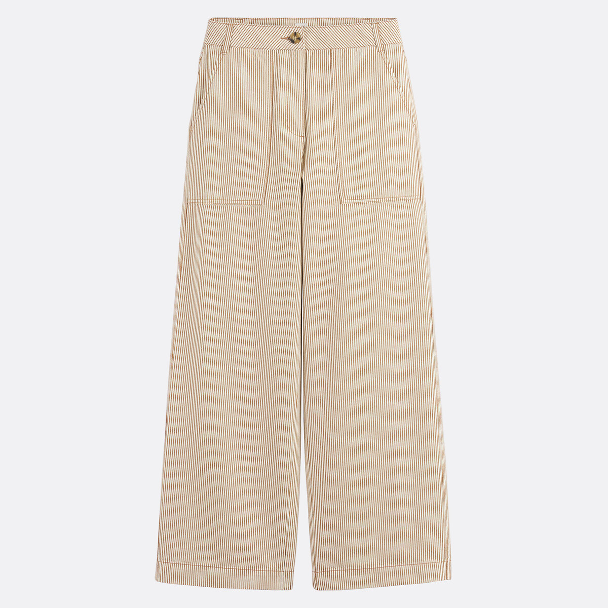 Pantalones de pernera ancha estilo carpintero con rayas rayas crudo/marrón, LA REDOUTE COLLECTIONS