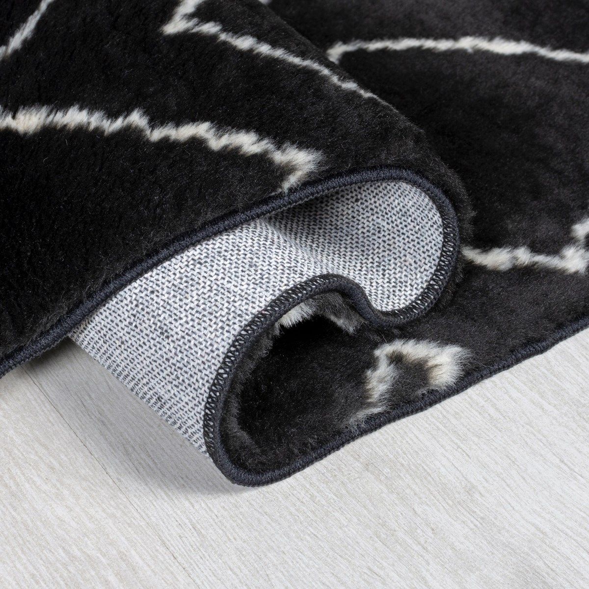 Tapis style berbère ultra-doux RAMIN noir, blanc, NOVATREND