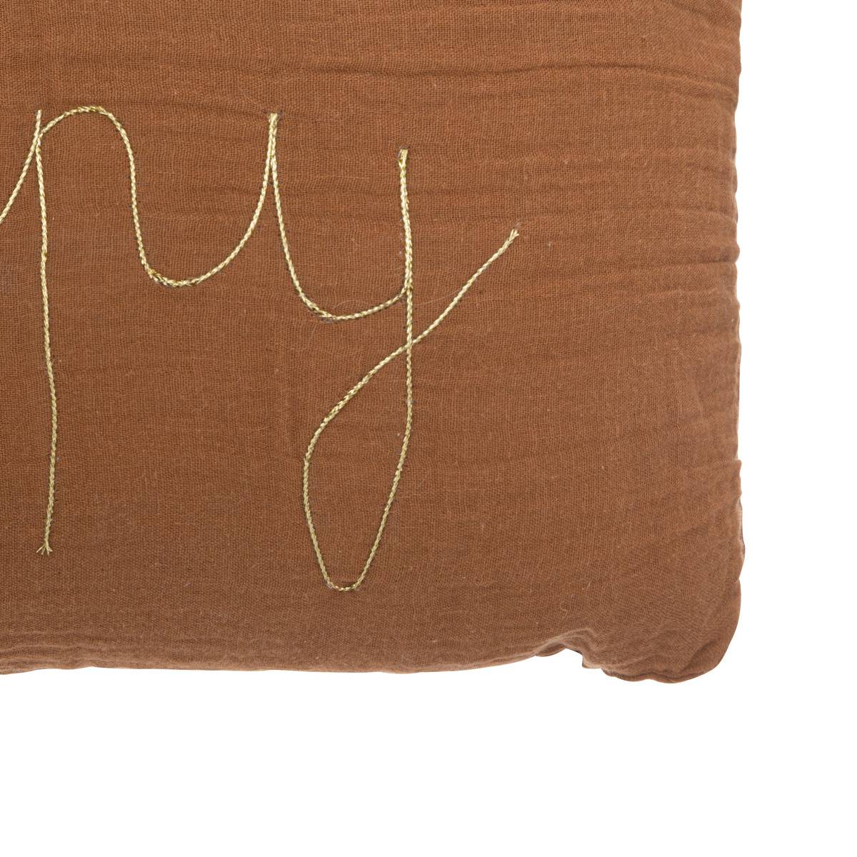 Coussin déhoussable en gaze de coton LILI marron, ATMOSPHERA FOR KIDS