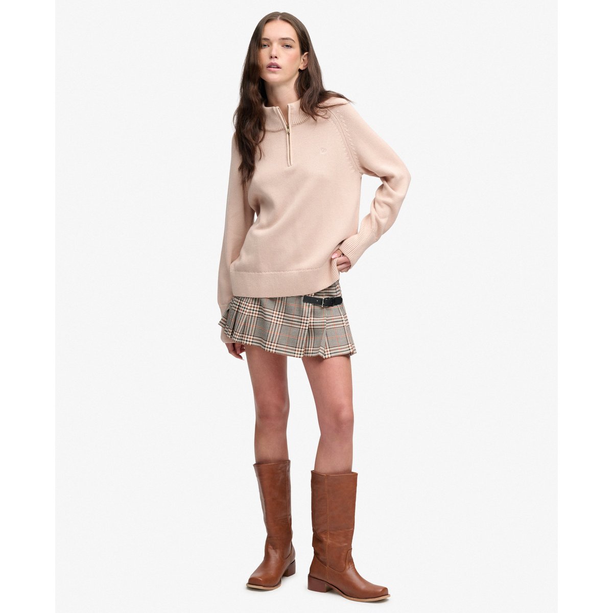 Pull Classic Half Zip Coupe Décontractée rose poudré, SUPERDRY