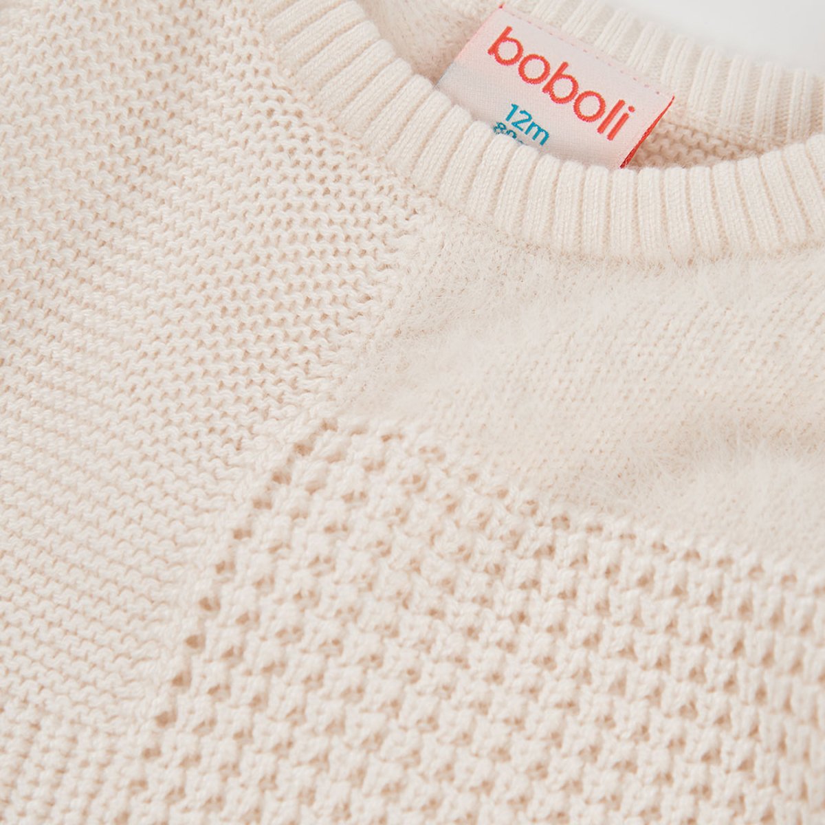 Pull fille combiné patchwork blanc, BOBOLI