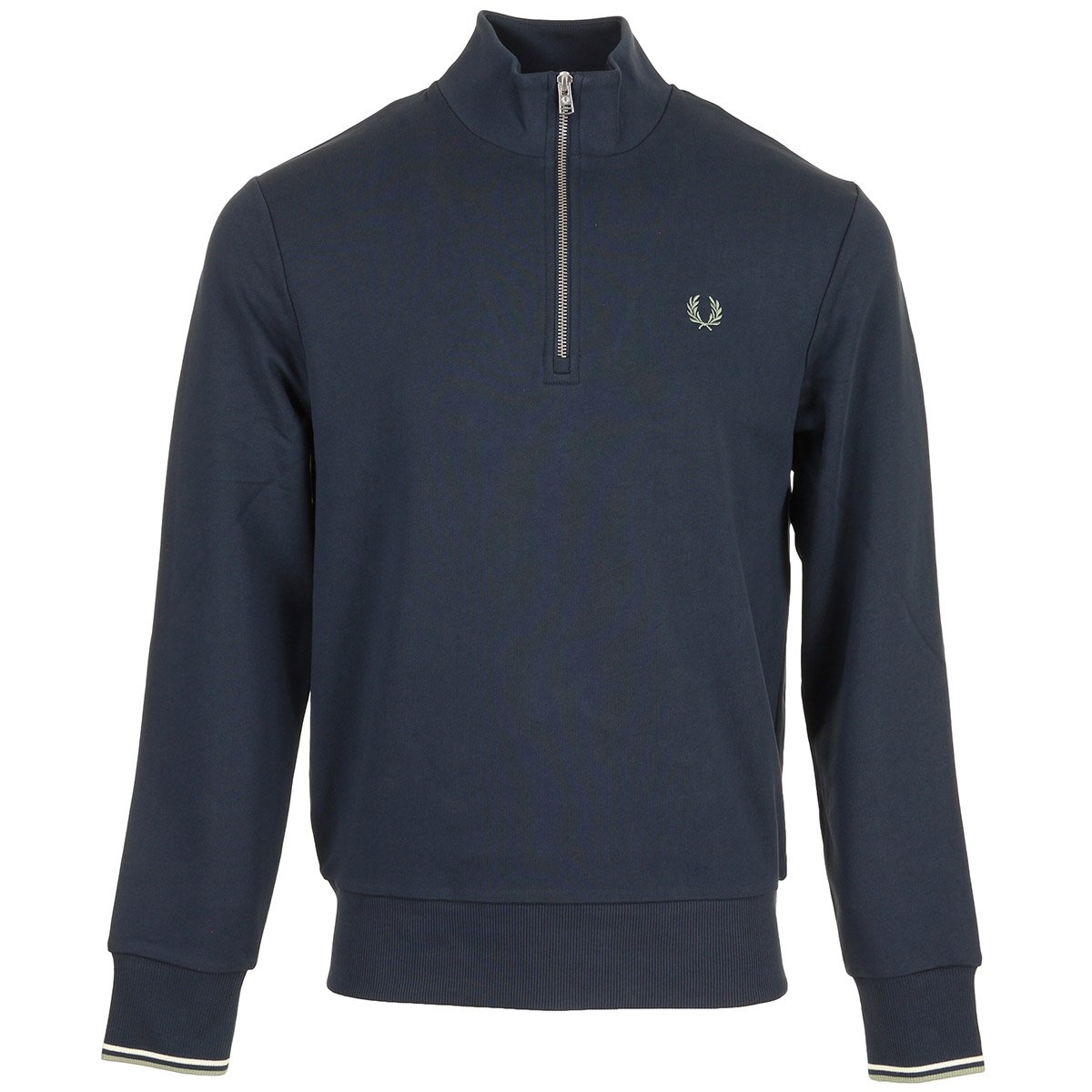 HALF ZIP SWEATSHIRT dark air force ecru seagrass, FRED PERRY