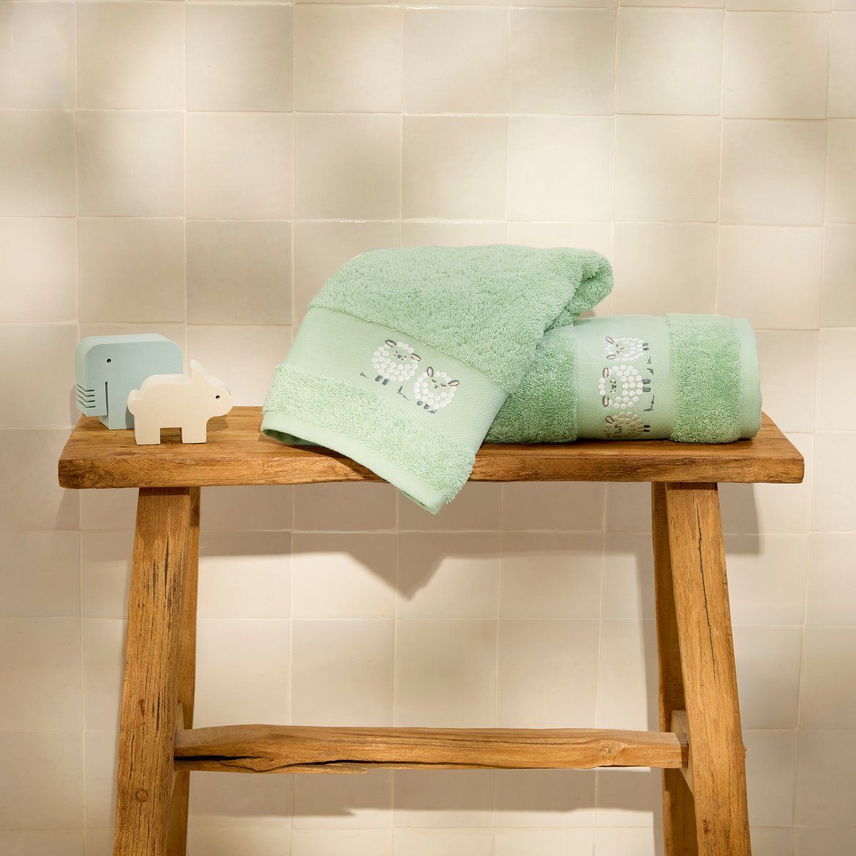 Mini bavoir coton bio BALADE amande, CARRE BLANC