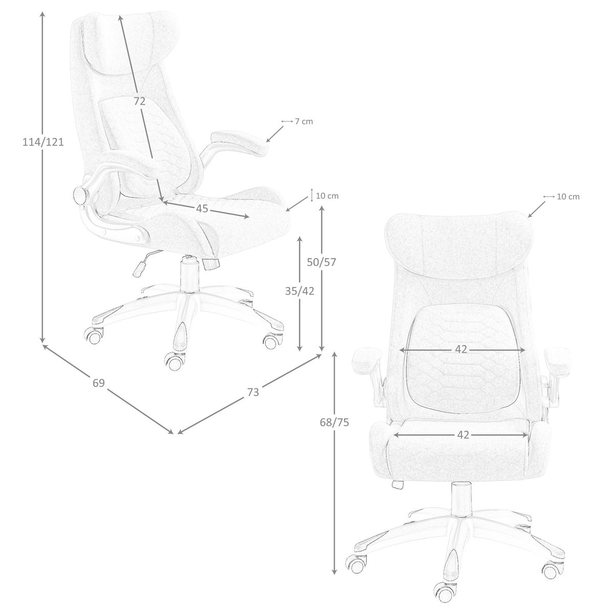 Fauteuil de bureau pivotant en tissu gris, ANGEL CERDA